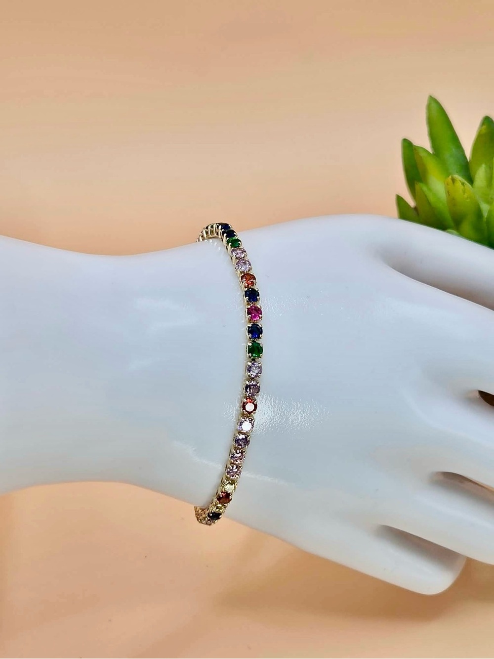 Gold Plated Multicolor Tennis Bracelet - Women Jewelry
